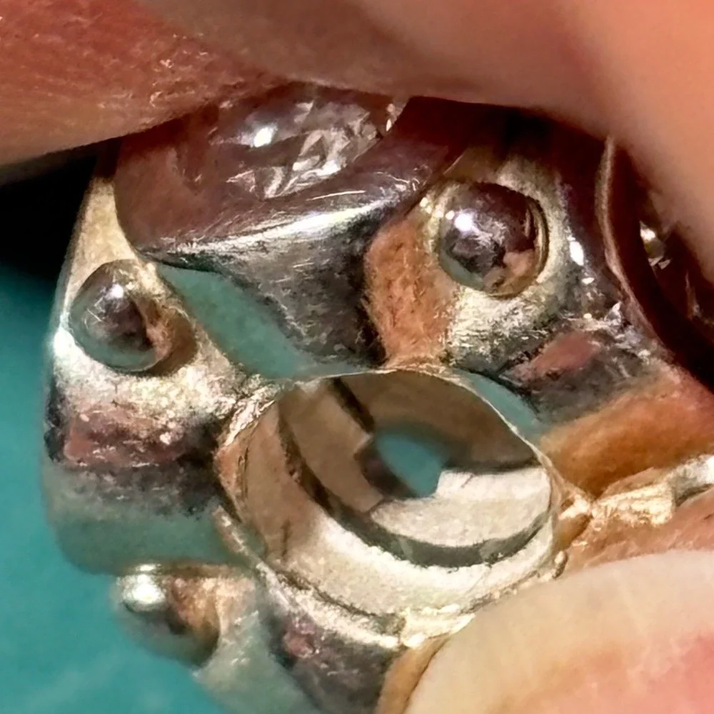 Chamilia Sterling Silver 925 Oval Cubic Zirconia Studded Barrel Slide Charm Bead